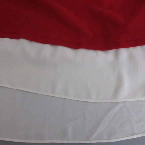 Susan Graver Red Sweater with White Under Blouse Sz Medium Layered 2-Piece Look - Picture 6 of 6